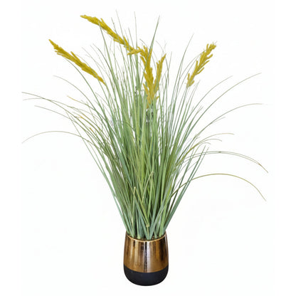 Beautiful Copper & Black Pot with Artificial Goldenrod