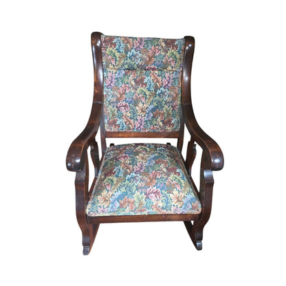 Vintage Mahogany Upholstered Rocking Chair | 23.5" x 38.5" | Statement Accent