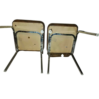 Set of 2 Vintage Stoneville MCM Button Back Brown Faux Leather Dining Chairs