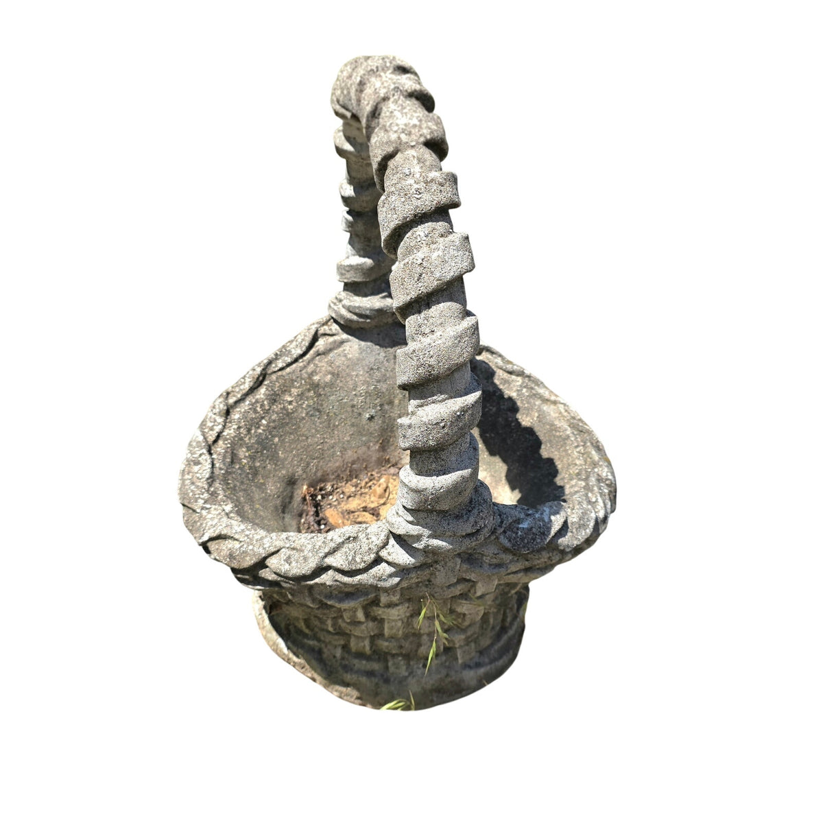 Vintage Cement Basket Planter | Outdoor Garden Decor | 15" x 20"