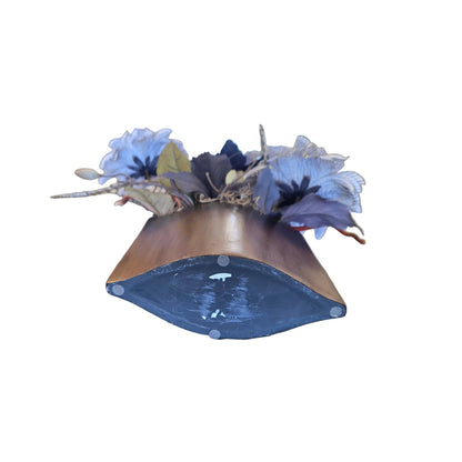 Contemporary Black & Brown Floral Arrangement in Copper Tone Vase | 8.5" | Ready to Display