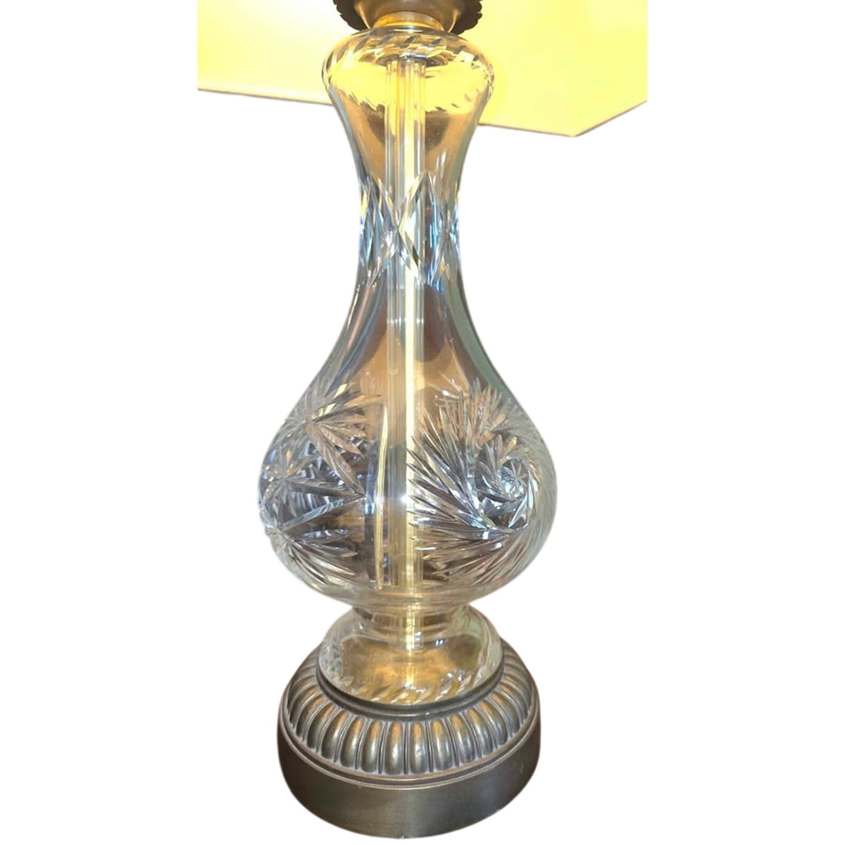 Vintage Crystal & Brass Table Lamp | 26" Old-World Glamour