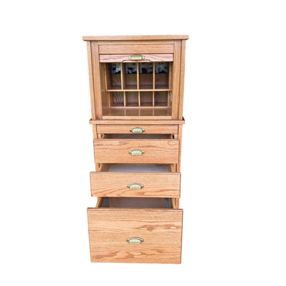 Amish Solid Oak Tamboura Top Organizer Desk