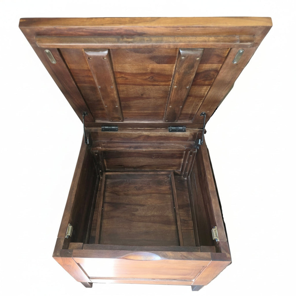 Crate & Barrel Tucker Trunk Side Table | 3 Hidden Storage Compartments + Tray | 21" Square