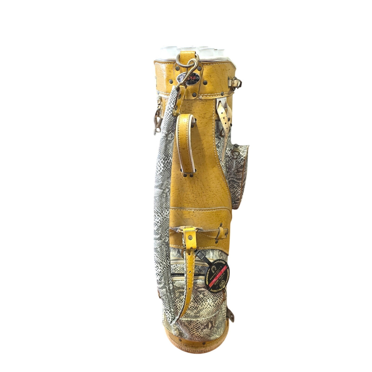 Mid Century Retro Mustard Yellow Faux Snakeskin Golf Bag