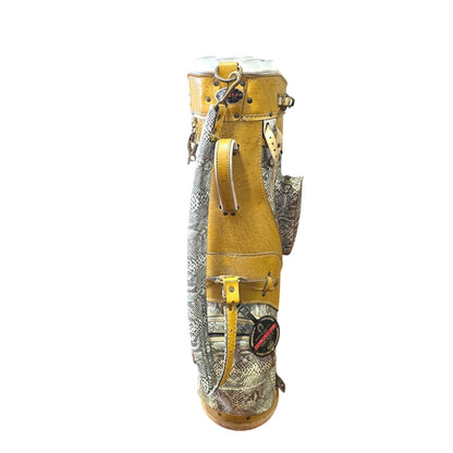 Mid Century Retro Mustard Yellow Faux Snakeskin Golf Bag